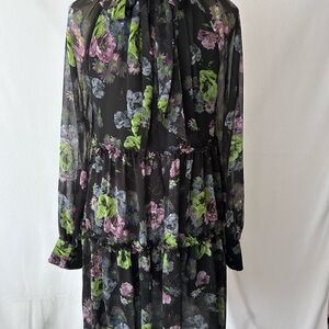 Cinq a Sept Floral Black Dress Size 6